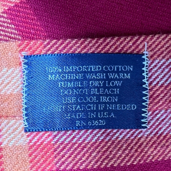 Burberry London Men's Check Button Down Shirt Red Made In U.S.A. Size M - Picture 6 of 12